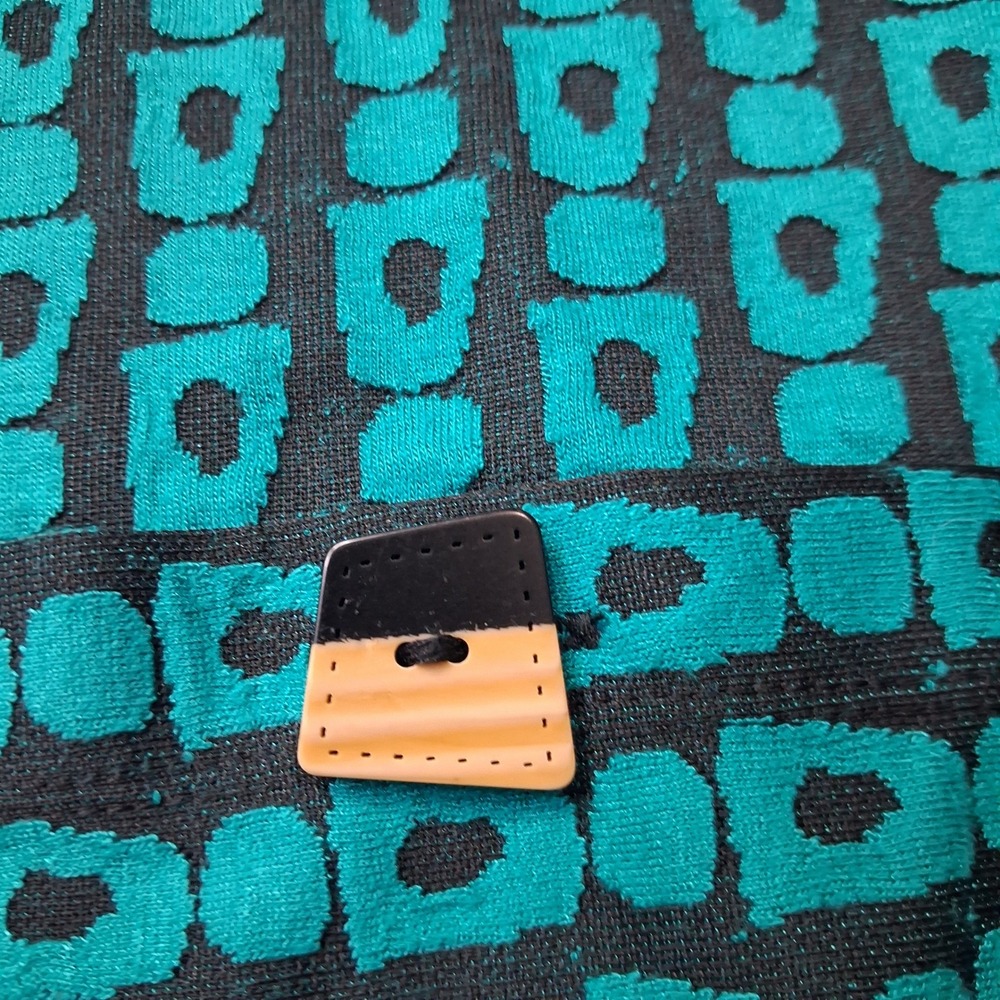 Habitat Clothes To Live In Teal Black  Funnel Neck Tunic Top Lagenlook SZ L - Picture 10 of 12